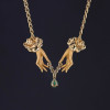 Pear Cut Emerald Vintage Love Hands Pendant Necklace