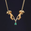 Pear Cut Emerald Vintage Love Hands Pendant Necklace