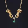 Pear Cut Emerald Vintage Love Hands Pendant Necklace