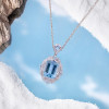 14ct Emerald Cut Aquamarine Vintage Pendant Necklace