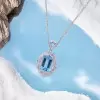 14ct Emerald Cut Aquamarine Vintage Pendant Necklace
