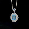 14ct Emerald Cut Aquamarine Vintage Pendant Necklace