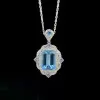 14ct Emerald Cut Aquamarine Vintage Pendant Necklace