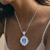 14ct Emerald Cut Aquamarine Vintage Pendant Necklace
