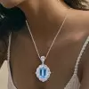 14ct Emerald Cut Aquamarine Vintage Pendant Necklace