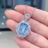14ct Emerald Cut Aquamarine Vintage Pendant Necklace