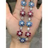 85ctw Blue and Ruby Flower Vintage Statement Necklace