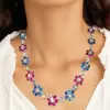 85ctw Blue and Ruby Flower Vintage Statement Necklace