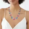 85ctw Blue and Ruby Flower Vintage Statement Necklace