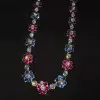 85ctw Blue and Ruby Flower Vintage Statement Necklace