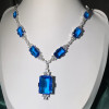 110ctw Emerald Cut Aquamrine Vintage Statement Necklace