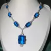 110ctw Emerald Cut Aquamrine Vintage Statement Necklace