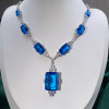 110ctw Emerald Cut Aquamrine Vintage Statement Necklace