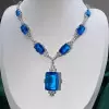 110ctw Emerald Cut Aquamrine Vintage Statement Necklace
