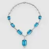 110ctw Emerald Cut Aquamrine Vintage Statement Necklace