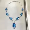 110ctw Emerald Cut Aquamrine Vintage Statement Necklace