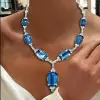 110ctw Emerald Cut Aquamrine Vintage Statement Necklace