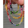 35ctw Round Multicolor Sapphire Rainbow Tennis Necklace