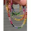 35ctw Round Multicolor Sapphire Rainbow Tennis Necklace
