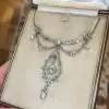 3.5ct Round Cut Vintage Bowknot Garland Necklace