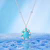 6ct Pear Cut Turquoise Vintage Halo Pendant Necklace