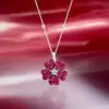 8.5ctw Ruby Nature-inspired Flower Pendant Necklace
