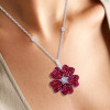 8.5ctw Ruby Nature-inspired Flower Pendant Necklace