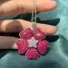 Invisible-set Ruby Flower Three-Piece Vintage Jewelry Set