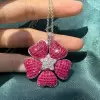 8.5ctw Ruby Nature-inspired Flower Pendant Necklace