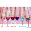 15ct Heart Cut Aquamarine/Pink Chain Link Statement Necklace