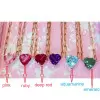 15ct Heart Cut Aquamarine/Pink Chain Link Statement Necklace