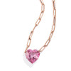 15ct Heart Cut Aquamarine/Pink Chain Link Statement Necklace