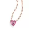 15ct Heart Cut Aquamarine/Pink Chain Link Statement Necklace