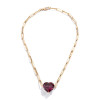 15ct Heart Cut Aquamarine/Pink Chain Link Statement Necklace