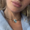 15ct Heart Cut Aquamarine/Pink Chain Link Statement Necklace