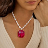 20ct Cushion Cut Ruby Statement Necklace