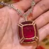 20ct Cushion Cut Ruby Statement Necklace