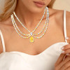 90ctw Pear Cut Yellow Sapphire Three-row Statement Necklace