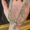 90ctw Pear Cut Yellow Sapphire Three-row Statement Necklace