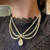90ctw Pear Cut Yellow Sapphire Three-row Statement Necklace
