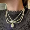 90ctw Pear Cut Yellow Sapphire Three-row Statement Necklace