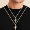 5ctw Two Tone Skull Cross Pendant Necklace