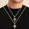 5ctw Two Tone Skull Cross Pendant Necklace