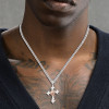 5ctw Two Tone Skull Cross Pendant Necklace
