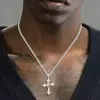 5ctw Two Tone Skull Cross Pendant Necklace