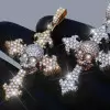 5ctw Two Tone Skull Cross Pendant Necklace