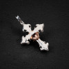 5ctw Two Tone Skull Cross Pendant Necklace