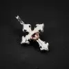 5ctw Two Tone Skull Cross Pendant Necklace