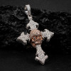 5ctw Two Tone Skull Cross Pendant Necklace