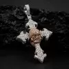 5ctw Two Tone Skull Cross Pendant Necklace